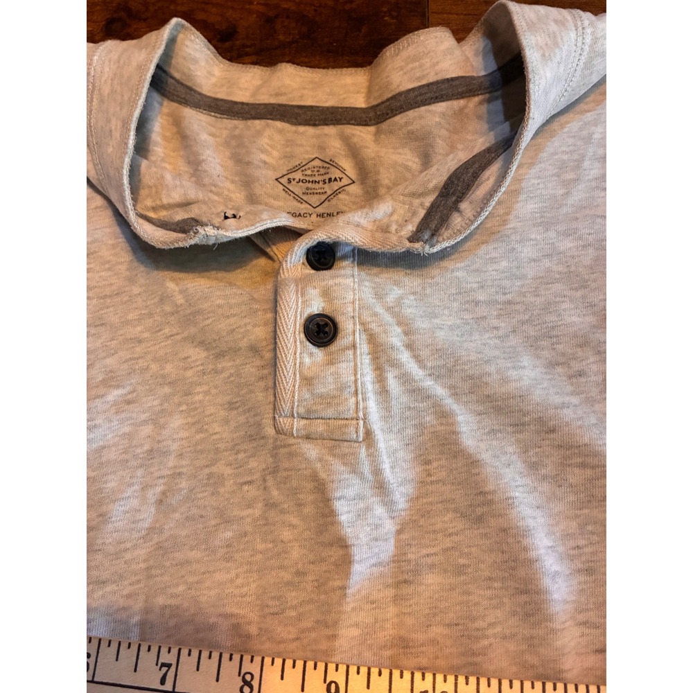 St Johns Bay Henley Shirt Mens Large Grey Excellent Long Sleeve Legacy Henley - Picture 5 of 5